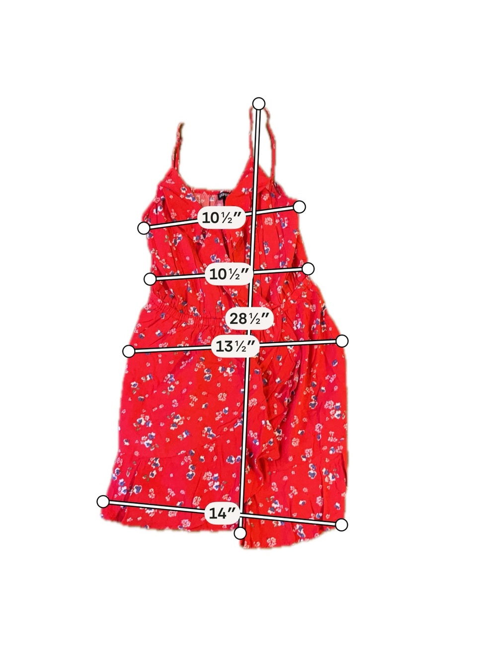 Express Red Floral Ruffle Mini Dress - Picture 6 of 9